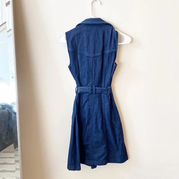 White House Black Market Denim Double Breasted Trench Mini Dress women’s CS - Picture 7 of 8